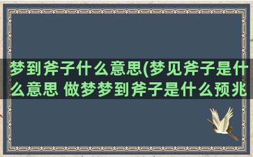 梦到斧子什么意思(梦见斧子是什么意思 做梦梦到斧子是什么预兆)